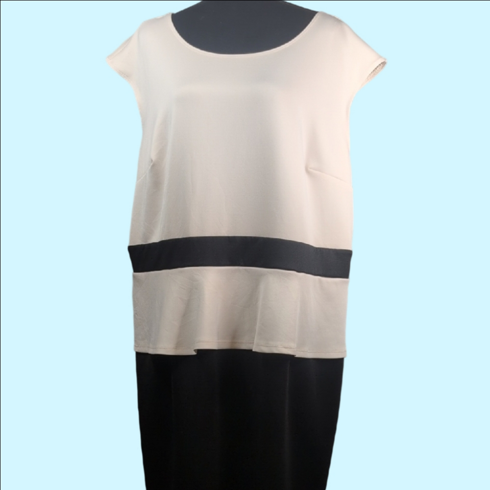 AA Studio Black and Cream Midi Dress
